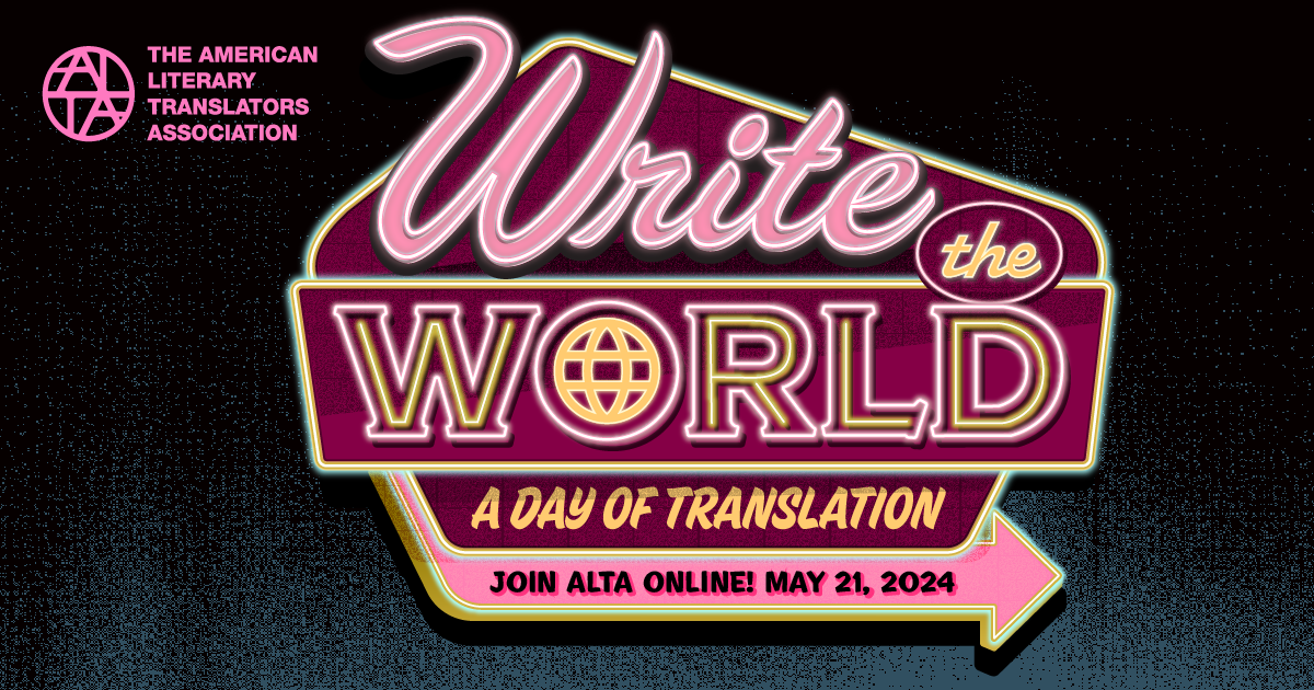 An advertisement for Write the World 2024 on May 21. The design is a neon sign board in pink.